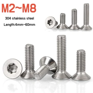 A2 Stainless Torx Countersunk Machine Screws Flat Head Bolt M2 M2.5 M3 M4 M5M6M8 - Picture 1 of 7