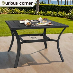37" Multifunctional Outdoor Patio Dining Table Metal w/ 1.57" Umbrella Hole - Picture 1 of 10