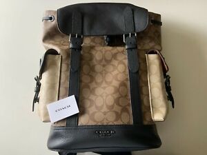 NEW Coach C6081 Hudson Backpack in Blocked Signature Canvas KHAKI NO TAG $698