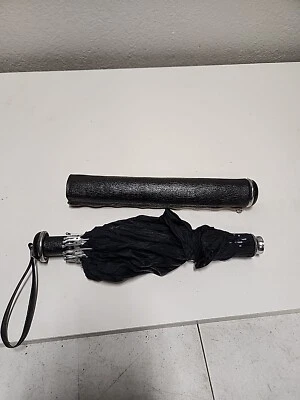 Vintage Knirps Black Compact Umbrella with Original Case 21in. Tall BH - Image 1 of 4