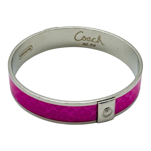 Bracciale Bracciale Smalto Argento Coach Vintage Firma C Mezzo Pollice Rosa Caldo