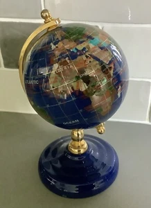 Schreibtisch / Tischplatte kleine Edelstein Weltkarte / Erdkugel ~ Planet Erde ~ Kugel - Bild 1 von 24