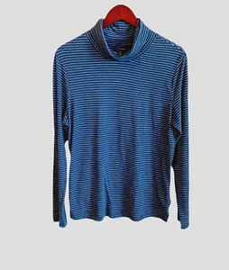 Patagonia Womens Long Sleeve Top Stripe Blue SZ MediumTurtle Neck - Picture 1 of 9
