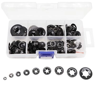 BINIFIMUX 260pcs9 Sizes Black Starlock Internal Tooth Lock Washers Assortment Kit M2/ M2