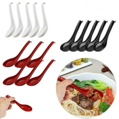 5 Pcs Ramen Soup Spoons Noodle Long Handle Utensils Kitchen Flatware Tableware - Image 1 of 3
