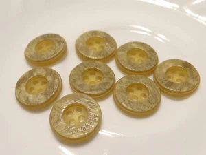Lot if 8 Tan/Brown/White  Textured 4-hole Buttons 17 mm - Picture 1 of 3
