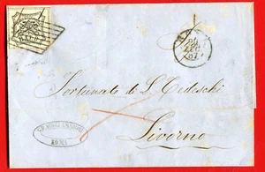PAPAL STATES 1857 baj. 8 cover ROMA to Livorno (210-15) - Picture 1 of 2