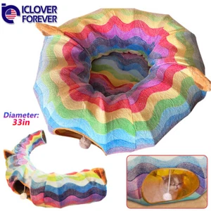 Túnel para gatos grande cama tubo de juego donut peek hole gatito conejito juguetes alfombra plegable - Imagen 1 de 9