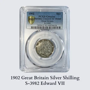 Great Britain 1902 Silver Shilling S-3982, Edward VII, XF-Detail #23 - Picture 1 of 3