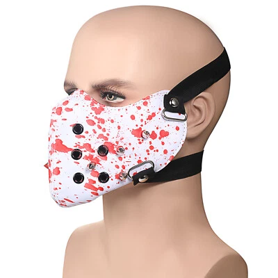Punk Leather Spike Mask Gothic Rivet Biker Motorcycle Mask Half Face Sports Mask - Image 1 of 4