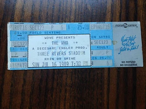 Concert UNUSED TICKET THE WHO Three Rivers Stadium Pittsburgh PA Sun Jul 16 1989 - Picture 1 of 2
