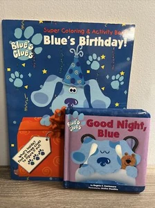 Lot Of 2 Blues Clues Blues Birthday Activity Coloring Book Good Night Blue Board - Picture 1 of 9