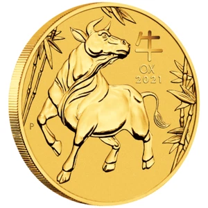Moneda de Oro Año del Buey (2.) Lunar III. Moneda de inversión Australia 2021 1/20 Oz ST - Imagen 1 de 3
