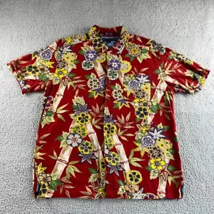 Camisa Tommy Hilfiger Para Hombre Grande Roja Abotonada Hawaiana Floral Aloha Tropical - Imagen 1 de 14