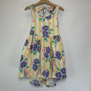 VTG Gymboree Flower Party Pansy Rainbow Label Girls Large Halter Sundress Violet - Picture 1 of 8