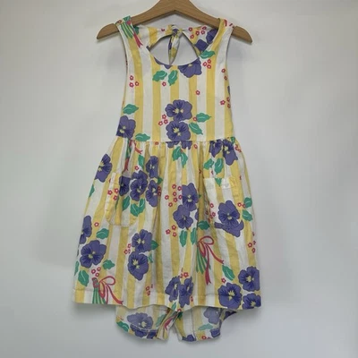 VTG Gymboree Flower Party Pansy Rainbow Label Girls Large Halter Sundress Violet - Image 1 of 4