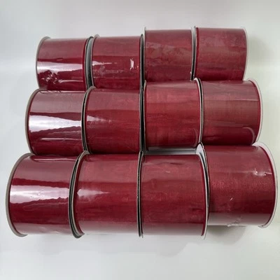 Red Sheer Organza Ribbons 12 Rolls of 2 1/2" x 10 Yards Ribbon Boutique 120 Yds - Image 1 of 4