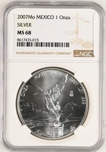 MEXICO 1 Onza 2007 Silver Libertad NGC MS68 8617435-015 KEY DATE - Picture 1 of 2