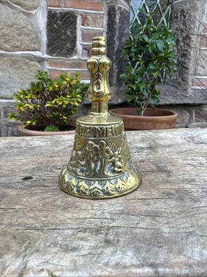 Vintage Brass Bell Dinner Table Church Sanctuary  Service Bell Cherubs - Image 1 of 4