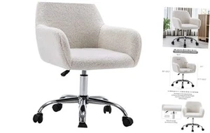 Faux Fur Vanity Makeup Desk Chair, Comfy Fluffy Swivel Modern Leisure - Picture 1 of 6
