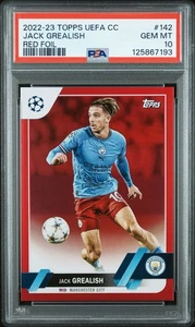 2022-23 Topps UEFA Club Competitions - Jack Grealish - Red /5 - PSA 10 Man City - Picture 1 of 2