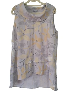 Camicia donna senza maniche boho ampia testurizzata collo cappuccio top habitat a strati tg. L - Foto 1 di 12