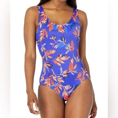 L.L. Bean floral Scoop Neck swimsuit - 10 - New - Image 1 of 4