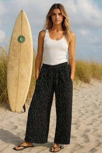 Pantalones BILLABONG Pierna Ancha Relajados Palazzo Surf Patín Playa Fluidos Cintura Elástica M - Imagen 1 de 8