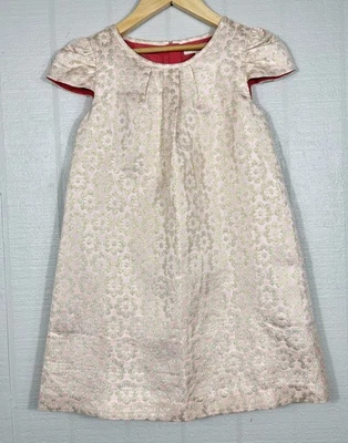 Vestido de Fiesta Mini Boden Rosa y Dorado Floral Brocado Niños Talla 7-8Y Brillante Brillante Foto 1 de 4
