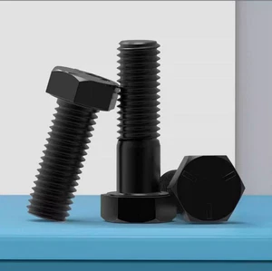 Black Steel Hexagon Bolts Hex Head Cap Screws DIN933 1/4 5/16 3/8 1/2 5/8 - Picture 1 of 12