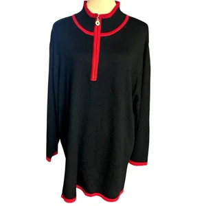 Jennifer Moore Women 2X Vintage Wool Blend Mock Neck 1/4 Zip Black Sweater - Picture 1 of 7