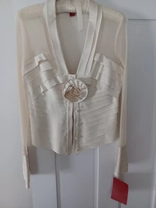 Ivory pleated evening shirt by JS Collections size 6 ,unworn with tags. - Picture 1 of 4