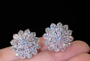 Ohrstecker Schneeflocke Silber 925 Damen & Frauenohrschmuck Modeschmuck Geschenk - Bild 1 von 4