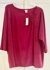 Chico’s Travelers Dolman 3/4 Sleeve Top Orchid W/Gold Hardware Size 3 XL NWT - Picture 1 of 3