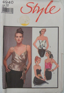 Style 4940 Sewing pattern ladies Wrap over Camisole Corset Top cut size 12