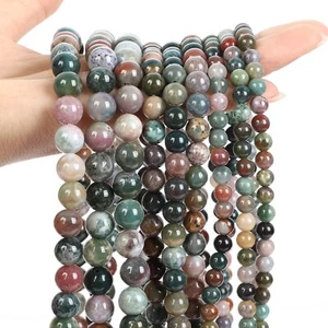 Smooth Natural Indian Agate Stone Beads Round Loose Spacer Beads Jewelry Making - Picture 1 of 9