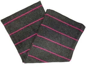 GAP 100% Lambs Wool knit neck scarf charcoal gray and fuschia 60 in. X 11 1/4 in - Picture 1 of 6