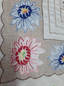 Large vintage tablecloth Hand made embroidery maderia Appliqué 78" X 64" - Picture 1 of 10