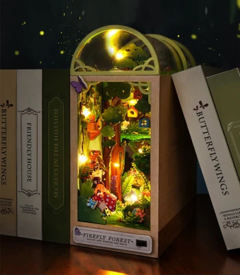 Kit de rincón de libro de madera hágalo usted mismo, rompecabezas 3D, decoración de estantería, regalo para niños, inserto de estante Foto 1 de 4