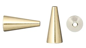 Cone, 10 Gold Plated Brass 12x5mm Bead Cap Cone Terminators with 3.5mm Inside - Picture 1 of 3