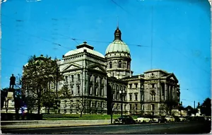 Vintage Indianapolis IN Indiana State House Straßenansicht alte Autos 1950er Postkarte - Bild 1 von 2
