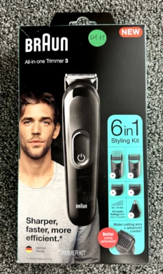 Braun All in One Trimmer 3 Kit 6-in-1 Cordless  MGK3220 Black (one comb missing) - Image 1 of 2