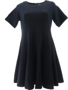 Lands' End Elbow Sleeve Pleated Dress Radiant Navy 16W NWOT (841) - Picture 1 of 8
