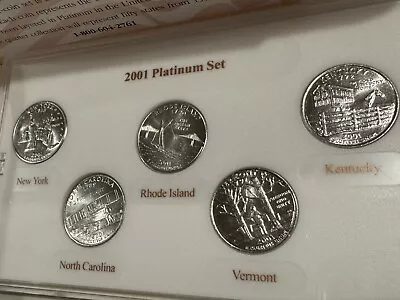 2001 UNC State Quarter Collection Platinum Edition+COA Washington 25c NY NC KY - Image 1 of 4