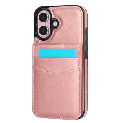 适用于 iPhone 16 15 14 Pro Max 13 12 11 XS 皮革钱包式卡外壳 超薄后盖 — 第 1/4 张图片