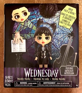 Just Play Wednesday Deluxe 6" Articulated/Posable Figure (11 piece Set) w/Cello - Picture 1 of 13