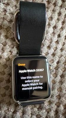 Apple Watch Series 1 (38mm) Aluminum Case BLACK Leather Band - Image 1 of 4
