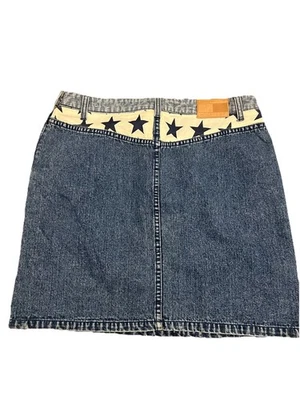 Vintage Tommy Hilfiger Womens Skirt Size 12 Flag Denim Short Y2K Striped Jean - Image 1 of 4