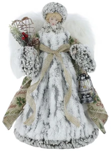 Albero di Natale 14" Woodland Sherpa Tessuto Angelo Topper o Tavolo 514404 - Foto 1 di 9