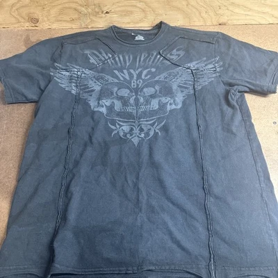 DKNY Jeans 1989 Black Skull NYC Graphic Short Sleeve Tee T-Shirt Mens Size Large - Image 1 of 4